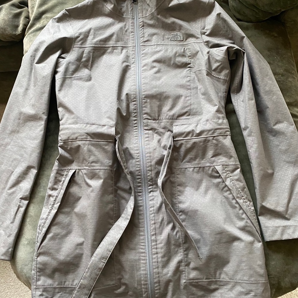 The North Face Belted Gray Rain Parka